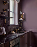 Polished unlacquered brass bridge faucet – close-up of handle