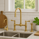 Unlacquered Brass Bridge Kitchen Faucet Set with Sprayer Kitchen Faucets product photo