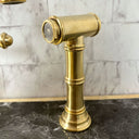 Unlacquered brass 3-leg column spout faucet – with matching side sprayer