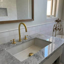 Unlacquered Brass Deck Mounted Bathroom Faucet Lever Handle Bathroom Faucets detail view 2