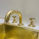 Unlacquered Brass Deck Mounted Faucet Wheel Handle bathroom faucet for bathroom vanities, powder rooms, basin sinks, and vintage-inspired wash spaces - view 2