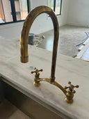 Unlacquered Brass Kitchen Faucet - Bridge V home decor accent for entryways, bathrooms, kitchens, shelves, and warm artisan interiors - view 3