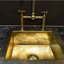 Hammered brass bar sink – unlacquered brass, top-down view