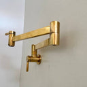 Unlacquered Brass Pot Filler Kitchen Faucet home decor accent for entryways, bathrooms, kitchens, shelves, and warm artisan interiors - view 3
