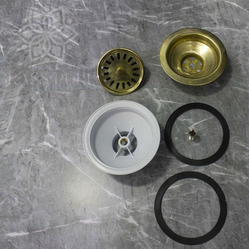 Unlacquered Brass Strainer Sink home decor accent for entryways, bathrooms, kitchens, shelves, and warm artisan interiors