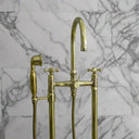 Unlacquered Brass Tub Faucet With handheld home decor accent for entryways, bathrooms, kitchens, shelves, and warm artisan interiors - view 2