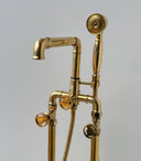 Unlacquered Brass Tub filler Faucet With Wheel Handle Shower Systems detail view 2