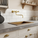 Unlacquered Brass Wall Mount Kitchen Faucet home decor accent for entryways, bathrooms, kitchens, shelves, and warm artisan interiors - view 2