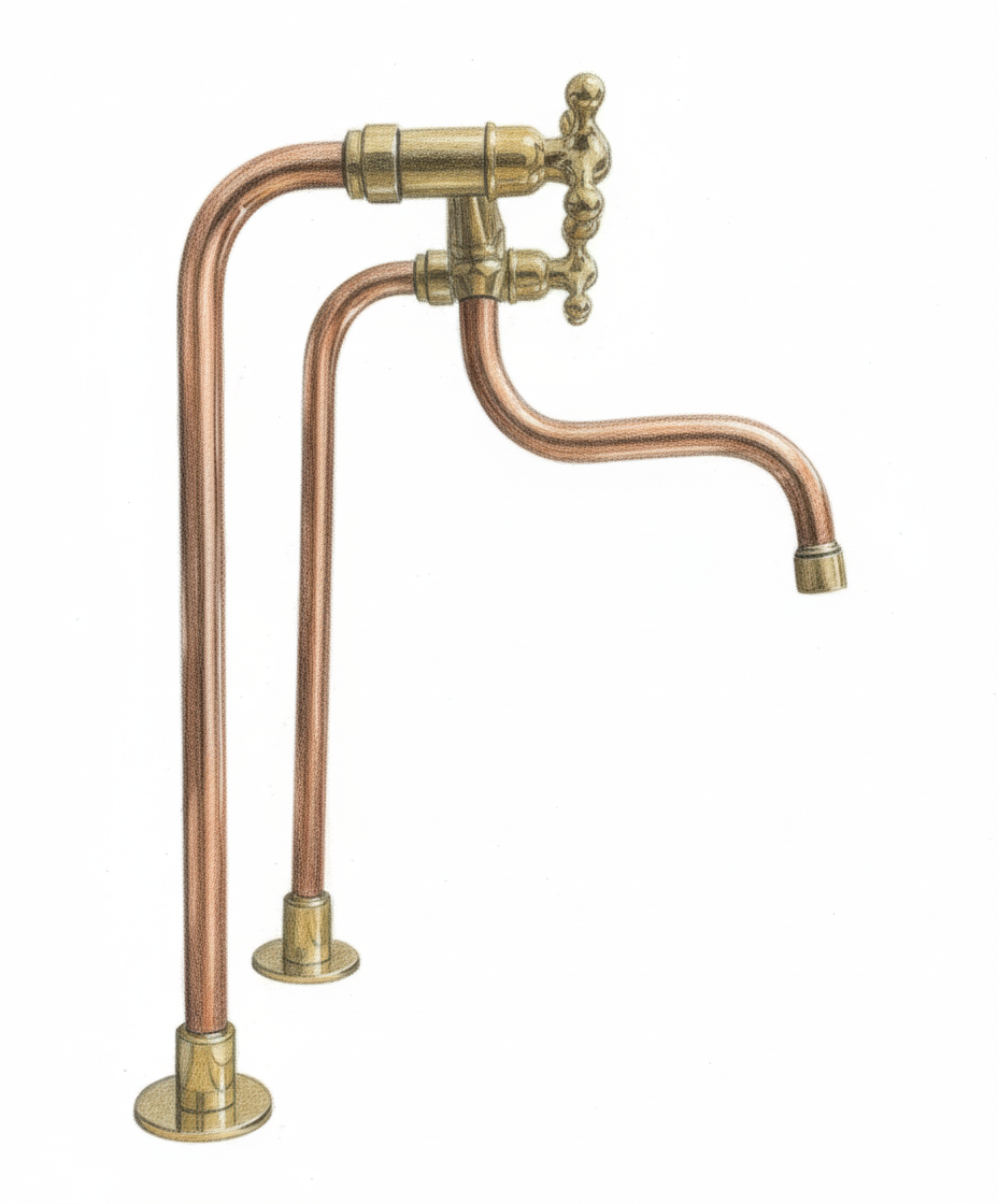 Unlacquered Brass and Copper Kitchen Faucet Kitchen Faucets product photo