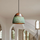 Verdigris Copper Bell Pendant – Green Patina Oxidized Ceiling Fixture Pendant Lighting detail view 2